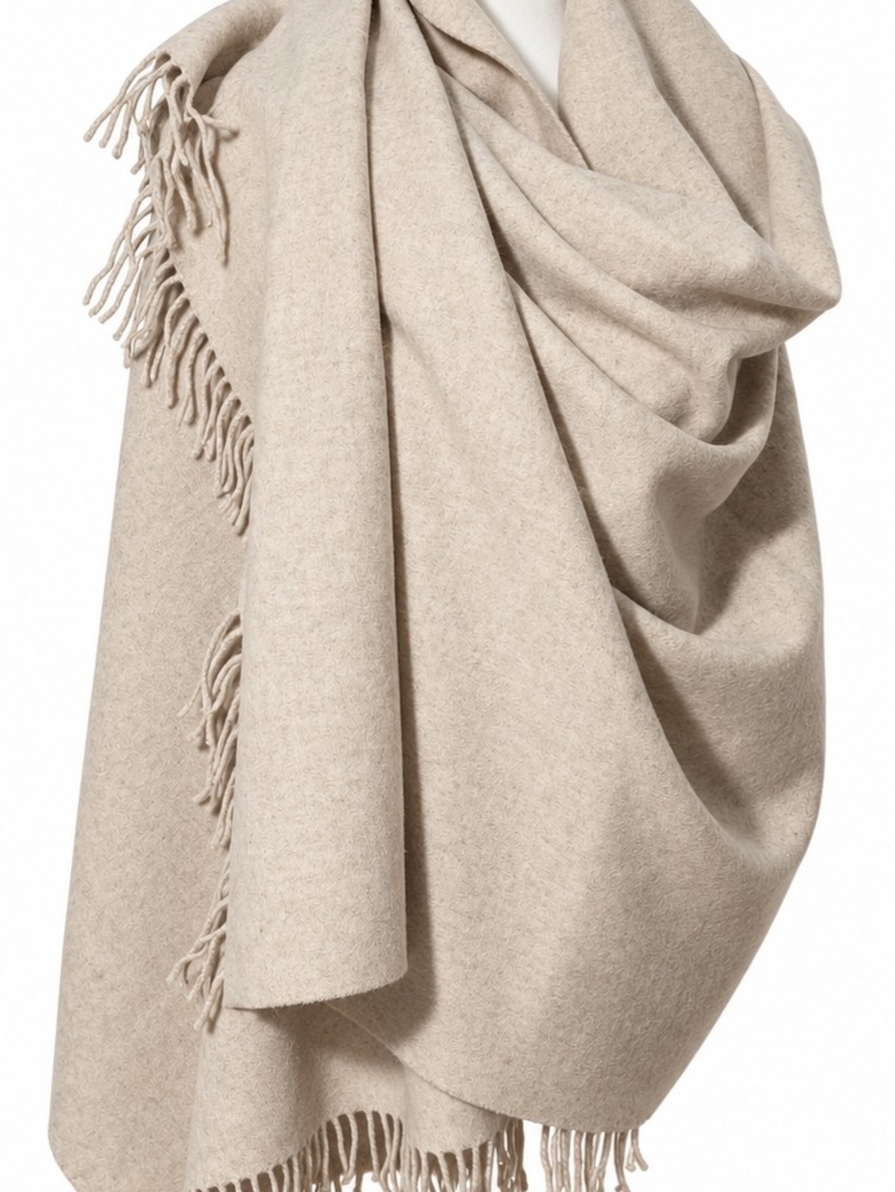 Wilfred Wool Narrow Blancket Scarf 75x31" Oatmeal Beige Oversized Cozy